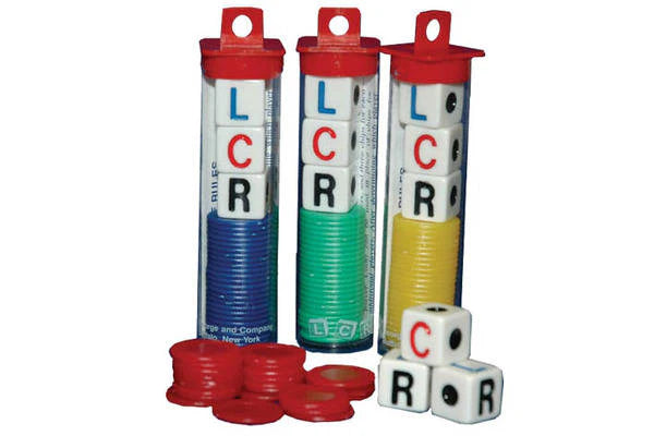 LCR - LEFT CENTRE RIGHT - DICE GAME ( in tube )