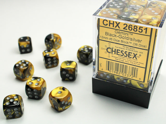 Chessex 12mm D6 Dice Block (36 Dice) *Gemini*