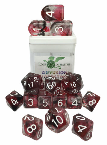 SET OF 15 DICE: BLOODSTONE ARCH'D4/BALANCE'D20