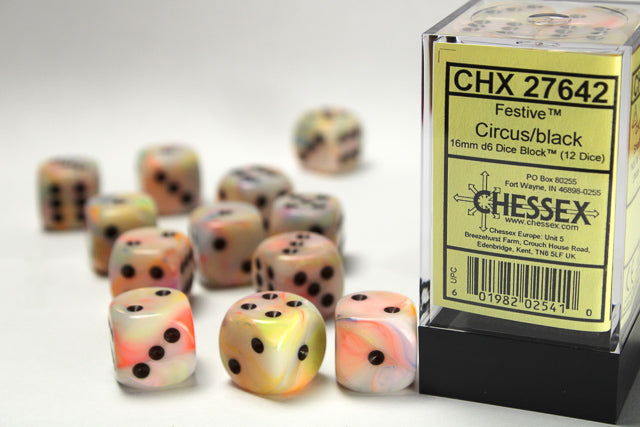 CHESSEX 16MM D6 DICE BLOCK (12 DICE) - FESTIVE