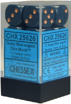 CHESSEX 16MM D6 DICE BLOCK (12 DICE) - OPAQUE