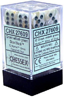 CHESSEX 16MM D6 DICE BLOCK (12 DICE) - MARBLE