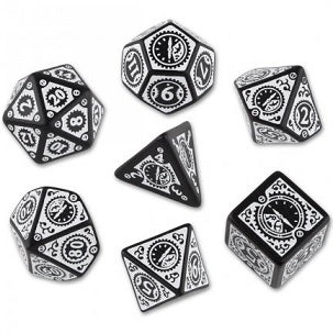 STEAMPUNK CLOCK WORK DICE SET: BLACK/WHITE