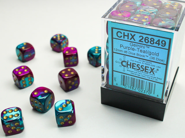 Chessex 12mm D6 Dice Block (36 Dice) *Gemini*