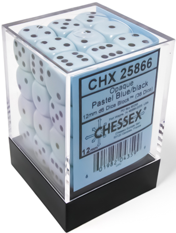 Chessex 12mm D6 Dice Block (36 Dice) *Opaque*