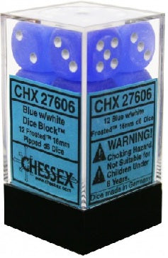 CHESSEX 16MM D6 DICE BLOCK (12 DICE) - FROSTED