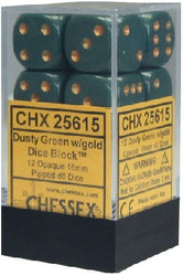 CHESSEX 16MM D6 DICE BLOCK (12 DICE) - OPAQUE