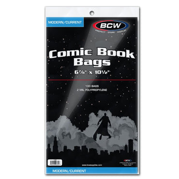 BCW COMIC BOOK BAGS - CURRENT 100CT 6-7/8" x 10-1/2"