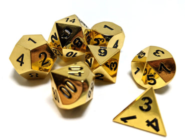 Shiny Gold with Black Numbers Basic Dragon Solid Metal Dice