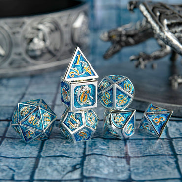 Ice and Fire Dragon 7pc Metal Dice