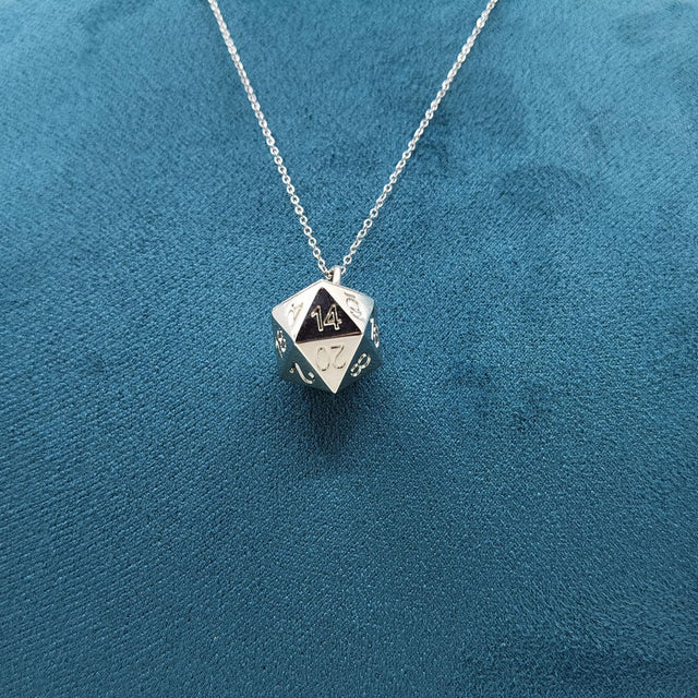 Silver D20 Necklace with Chain