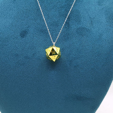 Gold D20 Necklace with Chain