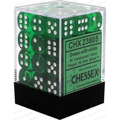 Chessex 12mm D6 Dice Block (36 Dice) *Translucent*