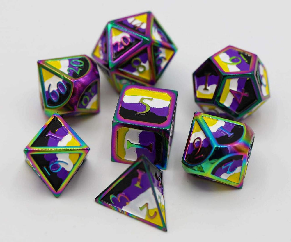 Non-Binary Pride Metal Dice Set