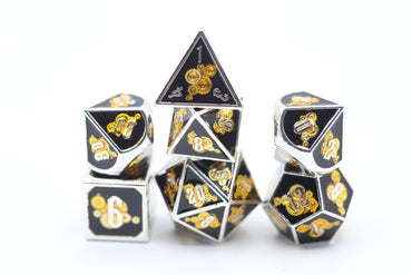 Solid Metal Gear Dice Gold and Black Dice set