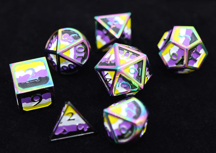 Non-Binary Pride Metal Dice Set