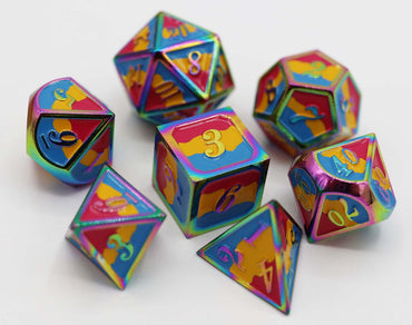 Pansexual Pride Metal Dice Set