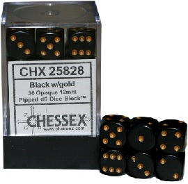 Chessex 12mm D6 Dice Block (36 Dice) *Opaque*