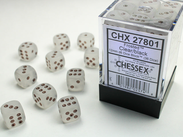 Chessex 12mm D6 Dice Block (36 Dice) *Frosted*