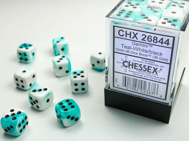 Chessex 12mm D6 Dice Block (36 Dice) *Gemini*