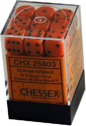 Chessex 12mm D6 Dice Block (36 Dice) *Opaque*