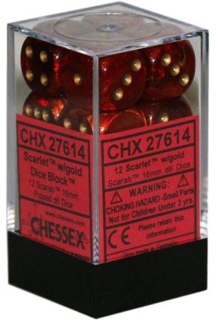 CHESSEX 16MM D6 DICE BLOCK (12 DICE) - SCARAB