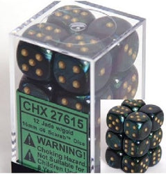 CHESSEX 16MM D6 DICE BLOCK (12 DICE) - SCARAB