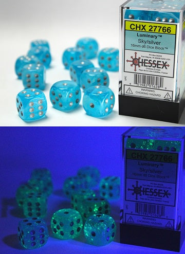 CHESSEX 16MM D6 DICE BLOCK (12 DICE) - LUMINARY