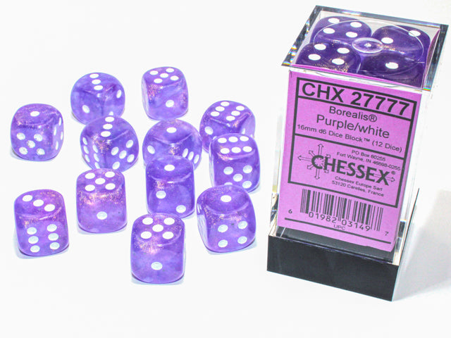 CHESSEX 16MM D6 DICE BLOCK (12 DICE) - BOREALIS