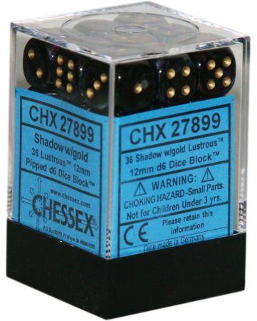 Chessex 12mm D6 Dice Block (36 Dice) *Lustrous*