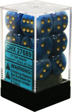 CHESSEX 16MM D6 DICE BLOCK (12 DICE) - PHANTOM