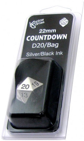 METAL/BLACK D20 COUNTDOWN 22MM W/BAG