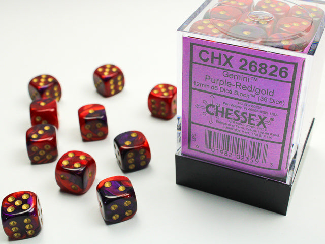 Chessex 12mm D6 Dice Block (36 Dice) *Gemini*