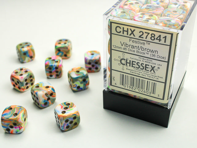 Chessex 12mm D6 Dice Block (36 Dice) *Festive*